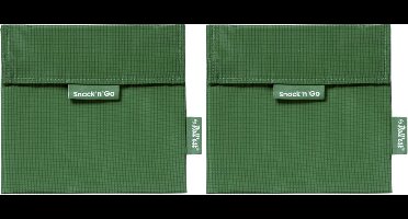 Snack'n'Go Active Groen - Herbruikbaar Boterhamzakje en Snackverpakking - Sluiting met klittenband - BPA-vrij - Waterdichte binnenlaag - Wasbaar tot 60°C - 2 stuks