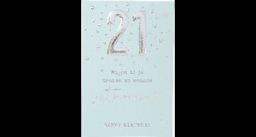 Cijferkaarten - De mooiste Leetijd - Verjaardagskaart 21 Mogen al je dromen en wensen uitkomen