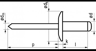 Popnagel Alu/Stl 1033 Xgr Kop 4,8X30 250