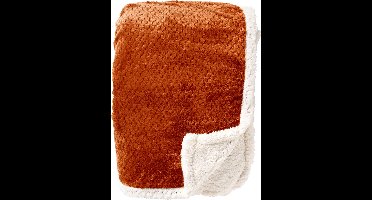 Dutch Decor - CODY - plaid 150x200 cm - sherpa fleece deken - honingraatpatroon - Potters Clay - oranje