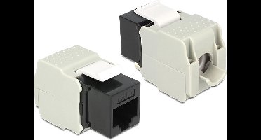 UTP CAT6 Gigabit Keystone module RJ45 - LSA (toolless) / zwart/grijs