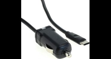 USB-C autolader met vaste kabel - 3A / zwart - 1,1 meter