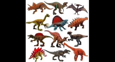 JMKA Dinosaurus speelgoed - dinosaurus- SET 12 STUKS - dinosaurus speelgoed Jurassic world - 15 tot 19 CM GROOT