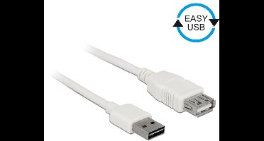 Easy-USB-A naar USB-A verlengkabel - USB2.0 - tot 2A / wit - 3 meter