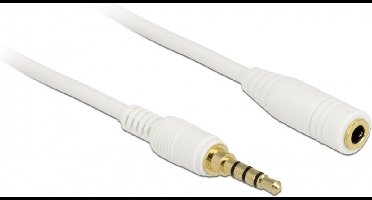 3,5mm Jack 4-polig audio/video slim verlengkabel met extra ruimte AWG24 / wit - 0,50 meter