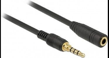3,5mm Jack 4-polig audio/video slim verlengkabel met extra ruimte AWG24 / zwart - 1 meter
