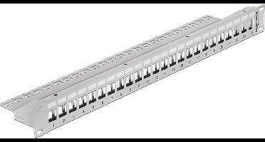 Premium 19'' Patch Panel 1U voor 24 Keystone modules / grijs