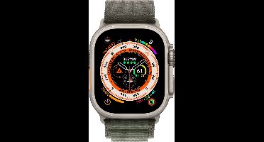 Apple Watch Ultra - 4G/LTE- 49mm - Titanium kast - Groen Alpine bandje - Small