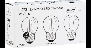 Bailey | 3x LED Bol | Grote fitting E27 | 2W