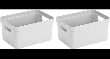 Sunware Opbergbox Sigma - 8x - kunststof - wit - 5 liter - Opbergbakken/opbergers - 25,2 x 18 x 12,2 cm