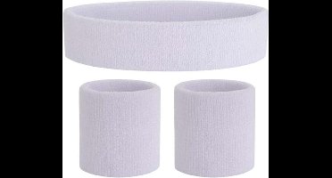 New Age Devi - Zweetbandjes set 3 stuks - Hoofd en pols zweetbandjes - Wit