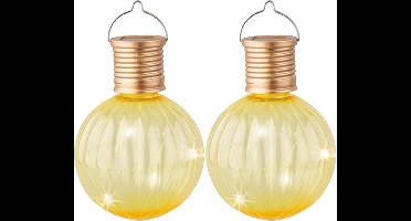 Lumineo Lampion solar verlichting - 8x - geel - 11 cm - LED