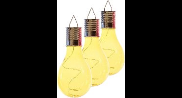 Lumineo solar tuin 6x stuks LED ophang verlichting/lampjes geel 14 x 8 cm - Tuinverlichting op zonne-energie