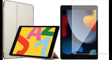 Hoes + Screenprotector geschikt voor iPad 2022 / 2021 / 2020 10.2 inch - Book Case Goud