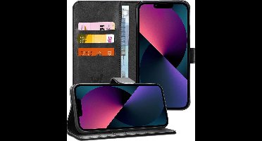 Hoesje geschikt voor iPhone 13 - Book Case Kunstleer Wallet Cover Portemonnee Pasjeshouder Hoes Zwart