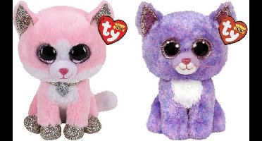 Ty - Knuffel - Beanie Buddy - Fiona Pink Cat & Cassidy Cat