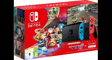 Nintendo Switch Mario Kart 8 Deluxe + 3 maanden Online Lidmaatschap Bundel - Blauw / Rood
