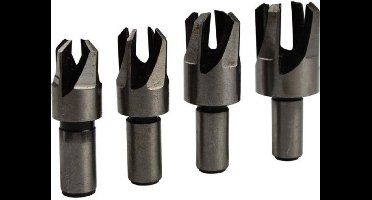 Hofftech Proppenboor set - conisch - 4-delig - koolstofstaal - voor zachte houtsoorten