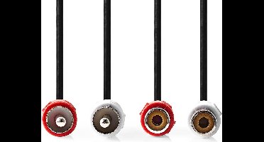 Nedis Stereo-Audiokabel - 2x RCA Male - 2x RCA Female - Vernikkeld - 5.00 m - Rond - Zwart - Envelop