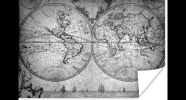 Wereldkaart - Antiek - Vintage - Kindje - Jongetje - Meisje - 30x20 cm - Poster