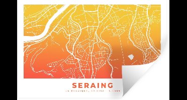Muurstickers - Sticker Folie - Stadskaart - Seraing - Oranje - België - 30x20 cm - Plakfolie - Muurstickers Kinderkamer - Zelfklevend Behang - Plattegrond - Zelfklevend behangpapier - Stickerfolie