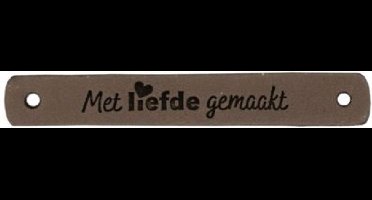 Durable Leren Label – “Met Liefde Gemaakt” (7x1 cm) – Set van 2 Stuks