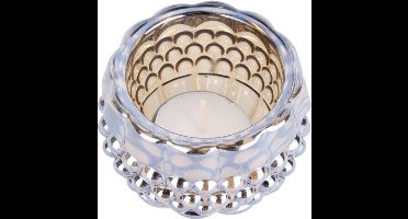 PT - Theelichthouder - Sparkle dots - glas Amber - glans - B 8 x H 6 cm