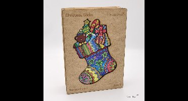 VinkToys® Legpuzzel - Kerstsok A4 - Houten jigsaw kerst puzzel Kerstsok A4 - Houten Kerst Puzzel - 200 stukjes