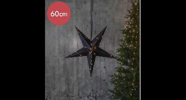 Zwarte kerstster met 40 micro LED lampjes op batterijen - 60 cm