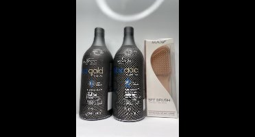 Lissage Tanin Salvatore Blue gold – Taninoplastie lissage brésilien 2x1000ml Max Pro BFF Borstel Large Peach
