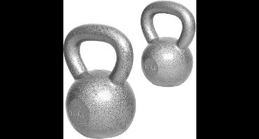 Gorilla Sports Kettlebell set van 2 - 12 en 16 kg - Gietijzer - Grijs