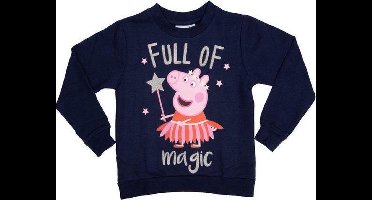 Peppa Pig Sweatshirt - Met glitterprint - Donkerblauw - Maat 122/128