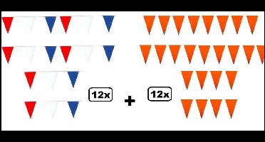24x Vlaggenlijn Hollands 10 meter - Holland oranje feest festival thema feest party