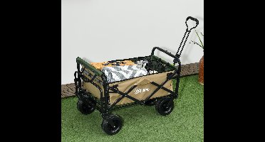 Opvouwbare Transportkar – Handwagen – Strandkar – Boodschappenwagen – Tuinkar – Kaki Groen – Draagkracht Tot 100 Kg – Stevig Oxford Materiaal