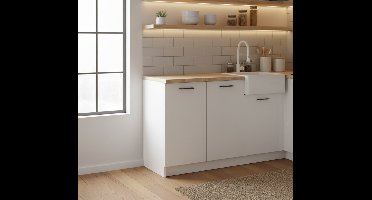 Keukenkast met Werkblad 80x46x85 cm – Moderne 2-Deurs Keukenopberger, Multifunctionele Kast voor Keuken & Woonruimte, Gelamineerd Hout, Compact & Duurzaam – Novihome