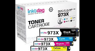 Inktdag 973 inktcartridges Compatible with hp 973 inktcartridge for Pagewide Pro 477dw Cartridges for Pagewide Pro 477dw 452dw 477dn 452dn 577dw 577z 552dw Managed MFP P55250dw Printers (4 Pack)