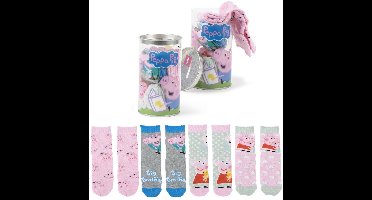 Peppa Pig Sokken in Spaarpot – 4 Paar – Kindersokken – Cadeauverpakking – Officieel Gelicenseerd