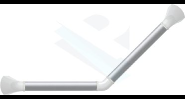 Wandbeugel zilverkleurig met afdekkappen in mat wit - 45 graden gehoekt 30 x 30 cm - SecuCare