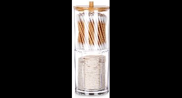 Vilde - Cosmetische Opbergbox - 2 Niveaus - Acryl - Bamboo Deksel