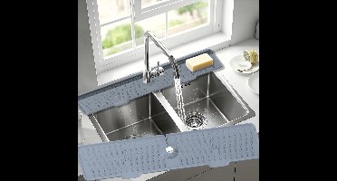 Duurzame Antislip Spoelbakmat met Schuine Afvoer – Opvouwbaar Grijs/Zwart - Makkelijk Schoon te Maken Siliconen Materiaal - Ideaal voor Spoelbakken - Vaatwassers en Wasmachines