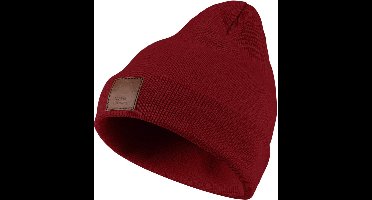 Warme gebreide muts voor dames en heren | Unisex beanie met manchetten en leren patch