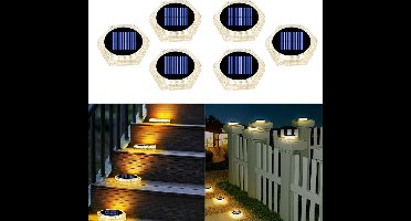 Tuinverlichting op Zonne-energie 6 stuks, Waterdichte LED Sokkellampen voor Buiten