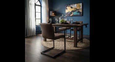 Kolding Luxe Eetkamerstoel Bruin met Zwart Metaal Onderstel – Comfortabel en Stijlvol – 53,5x55x87 cm – Medahomestore