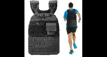Gewichtsvest - Verstelbaar 18,1 kg - Unisex - Voor Kracht- & Uithoudingstraining - Hardlopen, Joggen & Fitness - Afvallen - Zwart