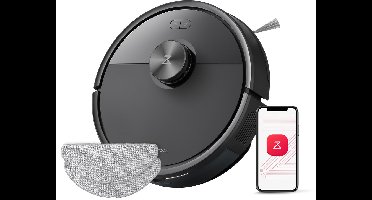 Roborock Q7 M5 Set–Robotstofzuiger met dweilfunctie–10000 Pa sterke zuigkracht–Dubbel antiklitsysteem– 150 min gebruiksduur– LiDAR-navigatie–Stofzuigerrobot voor tapijt– Dierenharen–Zwart–Q5 PRO Upgrade–2 Dweilen