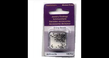 Knijp kralen 1 mm 100 stuk antraciet