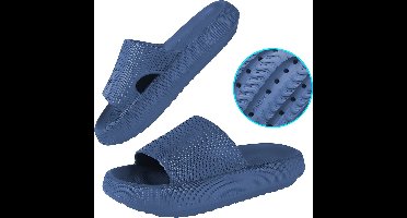 Somstyle Slippers Heren & Dames - Maat 44-45 - EVA - Badslippers met Verdikte Zool - Anti-slip - Blauw