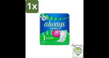 1 x Always Classic - Maandverband - Standaard - 3D Bescherming - 10 Maandverbandjes - Maandverband - Maandverband Standaard - Always Classic - Maandstonden - Hygiëne