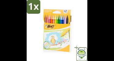 1 x BIC - Waskrijt - Diverse Kleuren - 12 Krijtjes - Kleurpotloden - Waskrijt - Tekenkrijt - Creatief Materiaal - Kinderkrijt