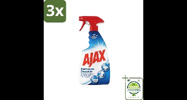 3 x Ajax Badkamerspray 750 ml - Grootverpakking - Badkamer Schoonmaak - Kalkverwijderaar - Ontkalker Spray - Badkamervet - Schoonmaakmiddel Badkamer